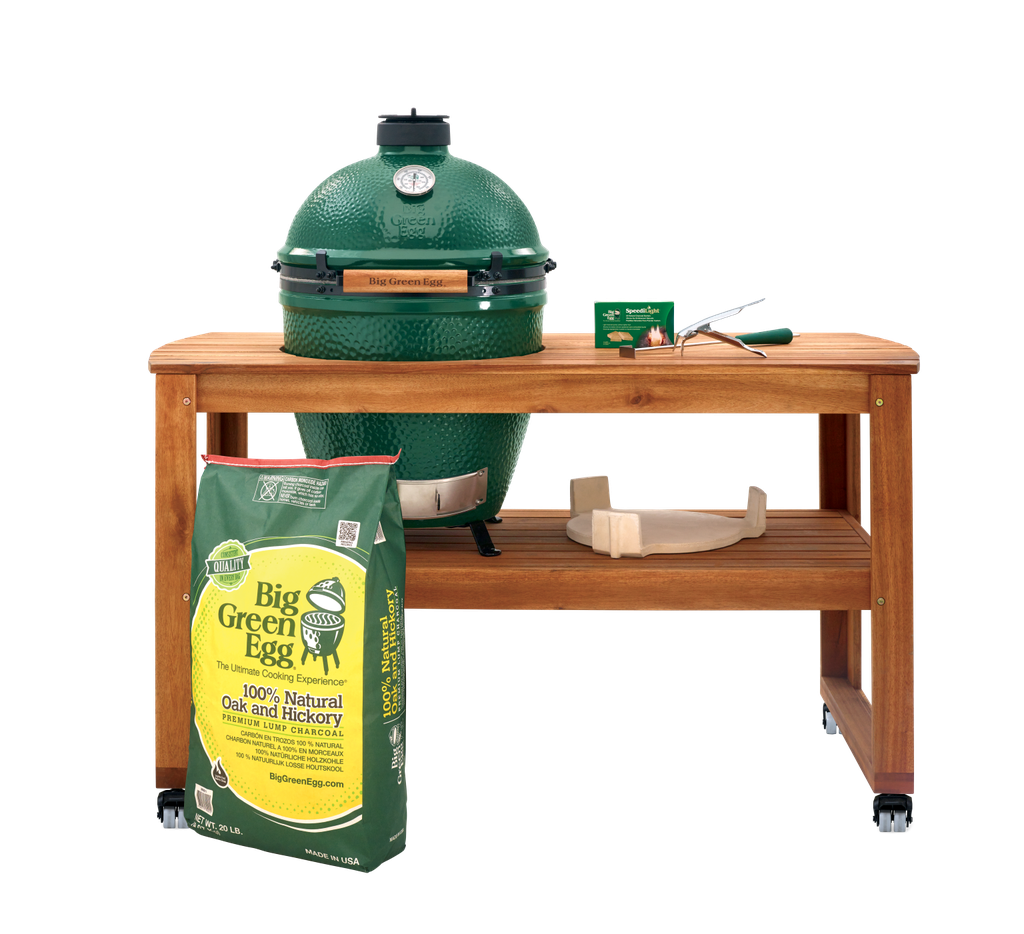 Large Big Green Egg in Acacia Table Package