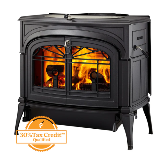 [2040-CAT-C] Encore Wood Stove with Traditional Doors - Classic Black